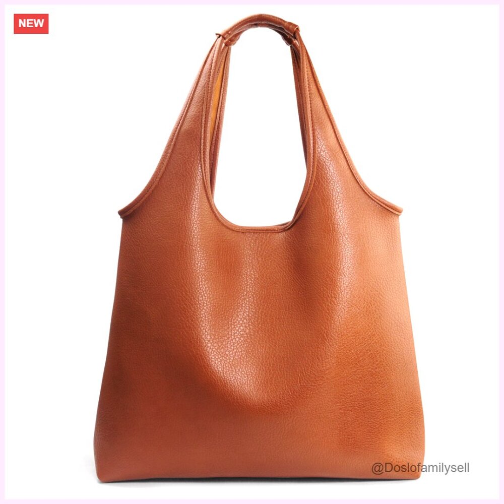 Oversized Vegan Leather Hobo Tote Slouchy Minimalist Chic Work Weekender